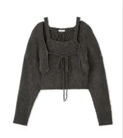 最終値下げ　FRAY I.Dアルパカブレンドリブニットアンサンブル　グレー