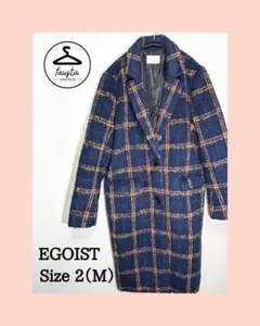 【美品】大人気 EGOIST チェスターコート ウール チェック柄