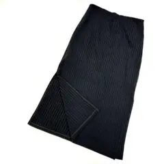 JEANASIS 黒 リブタイトロングスカート スリット フリーサイズ