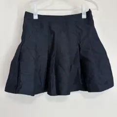 ブラック フレアスカート プリーツミニスカートシンプル 無地【M】相当