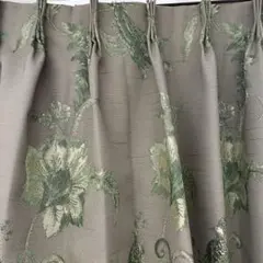 플로럴 자카드 드레이프 커튼 그레이 그린