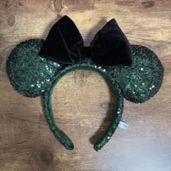 ディズニー　ミニー　スパンコール　カチューシャ　緑