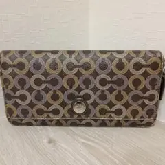 円形パターン 長財布 ブラウン