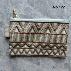 インド刺繍リボン　ポーチ　【No.122】