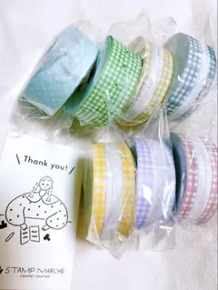 スタンプマルシェ ギンガムチェック ラベラーシール140枚 ⭐️ 7柄 各20枚