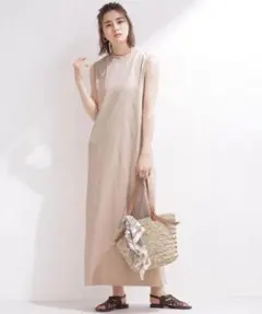 最終価格【新品】ナノ・ユニバースノースリーブロングワンピース ベージュ