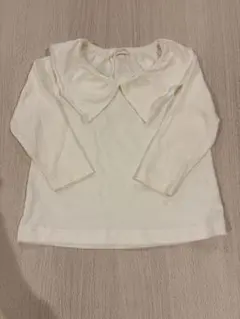 ホワイト 長袖シャツ 大きな襟付き