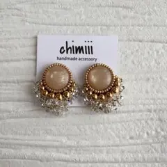 No.1119 ハンドメイド　ビーズ刺繍　つぶつぶ　チェーン　ピアス　イヤリング