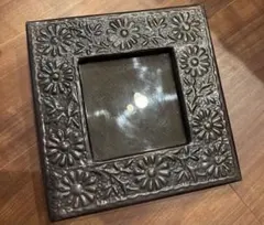 花模様　ダークブラウン　フォトフレーム