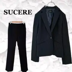 美品『シュクレ』セットアップ パンツ スーツ 【M】ネイビー 紺 ストライプ