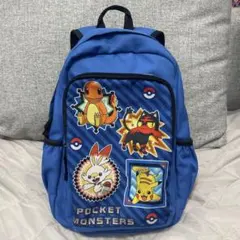 ポケモンリュック　ピカチュウ/ヒバニー/ヒトカゲ/ニャビー　青