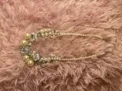 【美品】パールクリスタルネックレス シルバー