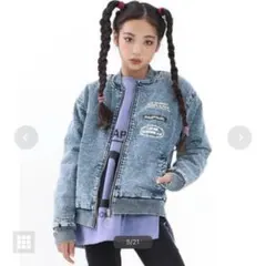 ANAP GIRL アナップガール　ケミカルデニム　ボアブルゾン　S  150