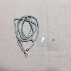 ライトブルー ショルダーストラップ 2個カードホルダー付き グレー