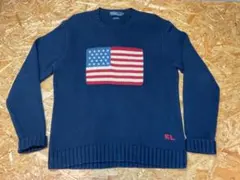 ポロ ラルフローレン 90s コットン100％ USA 星条旗 ニット セーター
