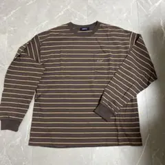 HECT ボーダー 長袖 ポケットTシャツ ブラウンのサムネイル