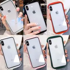 ホワイト　人気　新品 シンプル 人気商品 バンパー 背面 強化ガラス　緑　赤