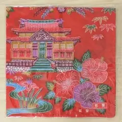沖縄 伝統染色✴︎紅型ハンカチ ハイビスカス 花鳥柄