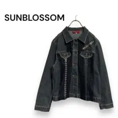 【サンブロッサム】デニム　ジャケット　レース　カジュアル　ブラック　フランス製