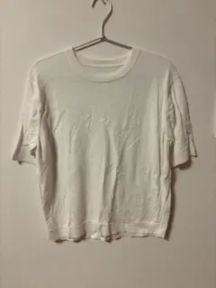 無印良品　ホワイト半袖ニット Lサイズ