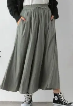 グローバルワーク　 さらさらリラックスフレアワイドパンツ