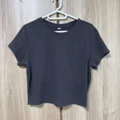 GU ダークグレー ショート丈 Tシャツ XL
