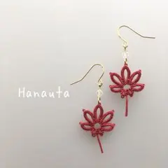 紅葉のピアス✿紅色