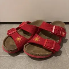 BIRKENSTOCK キッズ サンダル レッド 雪の結晶刺繍　21.0cm