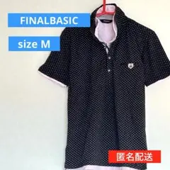 【秋コーデ】FINALBASIC ポロシャツ　ブラック　ホワイトドット　Mサイズ