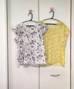 【テチチ/シンプリシテェ】美品♡半袖　ブラウス　花柄　木の実柄　リバティ風