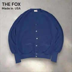 USA製THE FOX VネックアクリルカーディガンネイビーWポケット