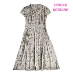 HIROKO KOSHINO ボタニカル総柄 スキッパー半袖ワンピース85575のサムネイル