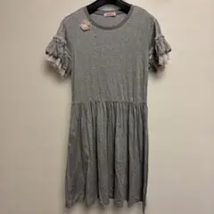 familiar フリル袖杢グレー半袖ワンピース 150