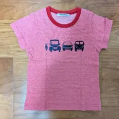 familiar 乗り物プリント Tシャツ 赤 100cm