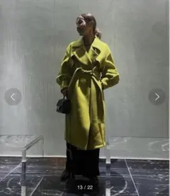 ameri vintage TRENCH LIKE MIDI COAT ライムのサムネイル