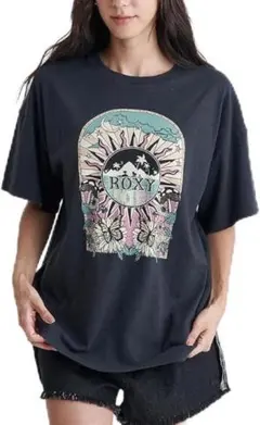 zG1632【XL】ROXY Tシャツ/カットソー プリントTシャツ 蝶モチーフ