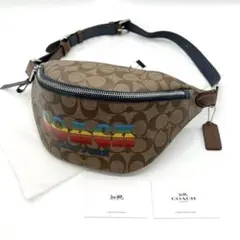 未使用級✨コーチ　ボディバッグ　ショルダー　シグネチャー　レインボー　ブラウン