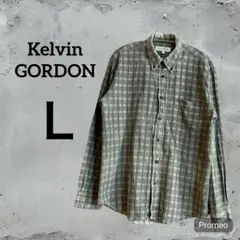 Kelvin GORDON チェックシャツ L グレー 綿100% ネルシャツ