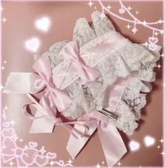 ヘッドドレス ロリータ ピンク リボン