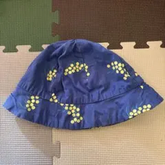 青い花柄バケットハット