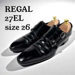 【美品】REGAL　リーガル〈27EL〉ダブルモンクシューズ(26)革靴　黒