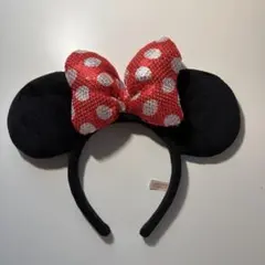 ミニーマウス カチューシャ 赤い水玉リボン
