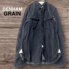 DENHAM GRAIN 美品 メンズ デニム シャツ ロールアップ 7分袖 Ｓのサムネイル