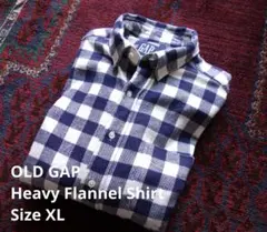 90s old gap オールドギャップ ネルシャツ XL ネイビー　デカタグ