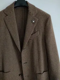 LARDINI チェスターコート 千鳥格子柄 ブラウン50ラルディーニウールのサムネイル