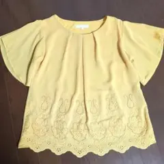 grove イエロー 刺繍 半袖ブラウス