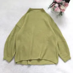 レプシィム 長袖ハイネックニット リブ シンプル カジュアル 定番 トップス 緑