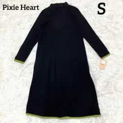 ピクシーハート 配色ラインワンピースQVC ブラックS黒