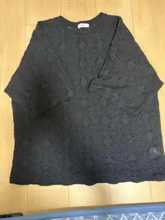 LEPSIM 黒 レース編み 五分袖チュニック