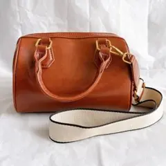 ZARA ショルダー ハンドバッグ シティバッグ　ダークゴールデンブラウンのサムネイル